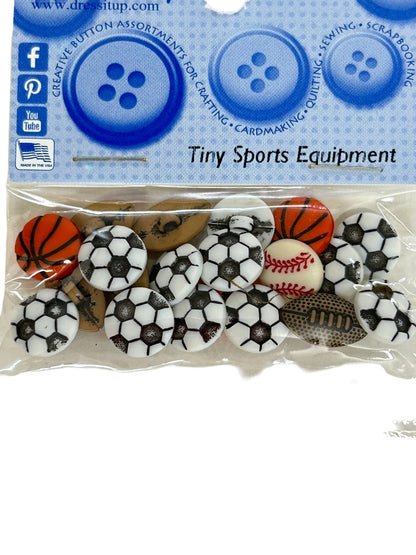 Dress it Up New Pack of 18 Buttons Tiny Sports Equipment Sewing Notions #2227