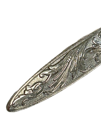 Silvertone Victorian Style Swirl Brooch Textured 2.25"