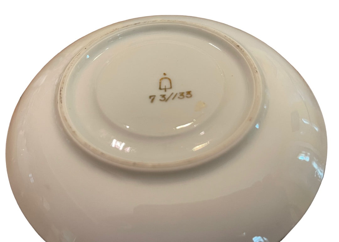 Porcelain with Gold Trim Footed Demitasse Cup and Saucer Set Maruei Courting Couple