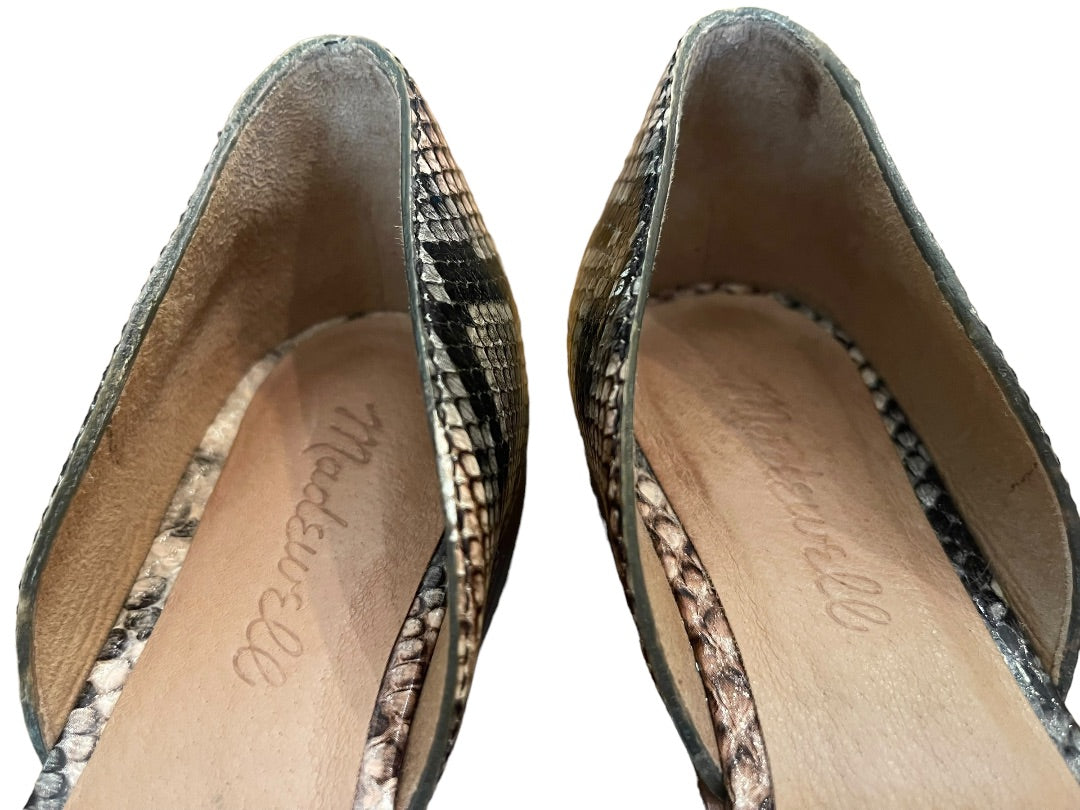 Size 6.5 Madewell The Marisa D'Orsay Flat Snake Embossed Leather Womens Shoes