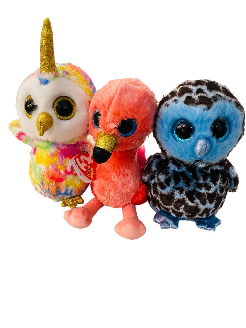 Ty Beanie Boos Stuffled Plush Gilda Flamingo Yago Owl Enchanted Unicorn Owl