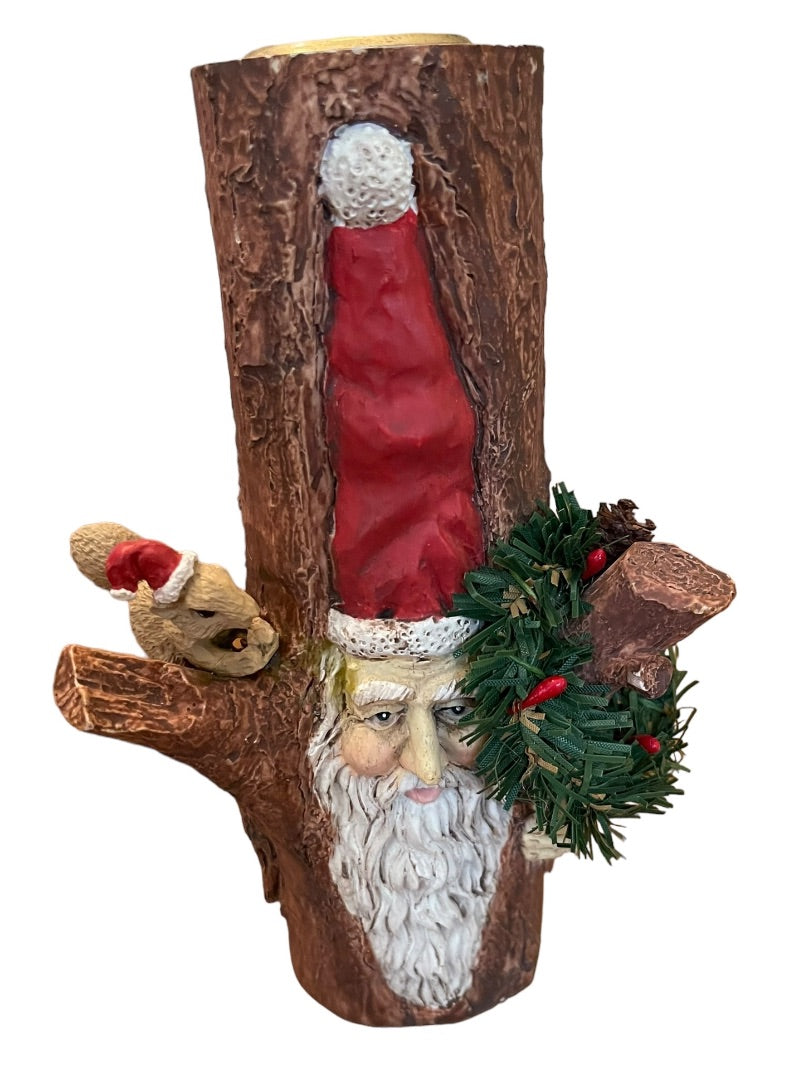 Santa's World Kurt S Adler Inc Santa Tree Stump Squirel Wreath Candle Holder