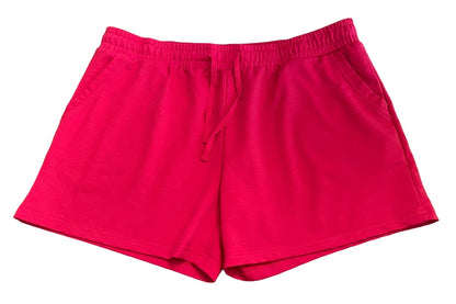 XL Elastic Waist Drawstring Womens Pull On Shorts Pockets Red