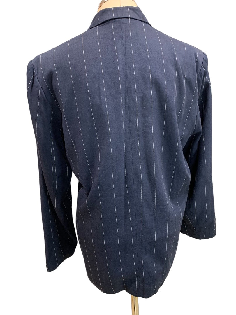 Large Esprit Navy Blue Vintage 1990s Pinstripe Womens Navy Blue Blazer