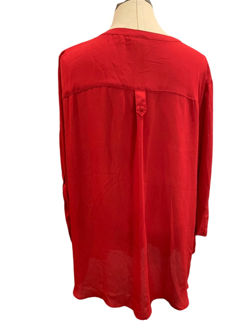 3X Torrid Harper Red Popover Blouse Slightly Sheer Womens Shirt