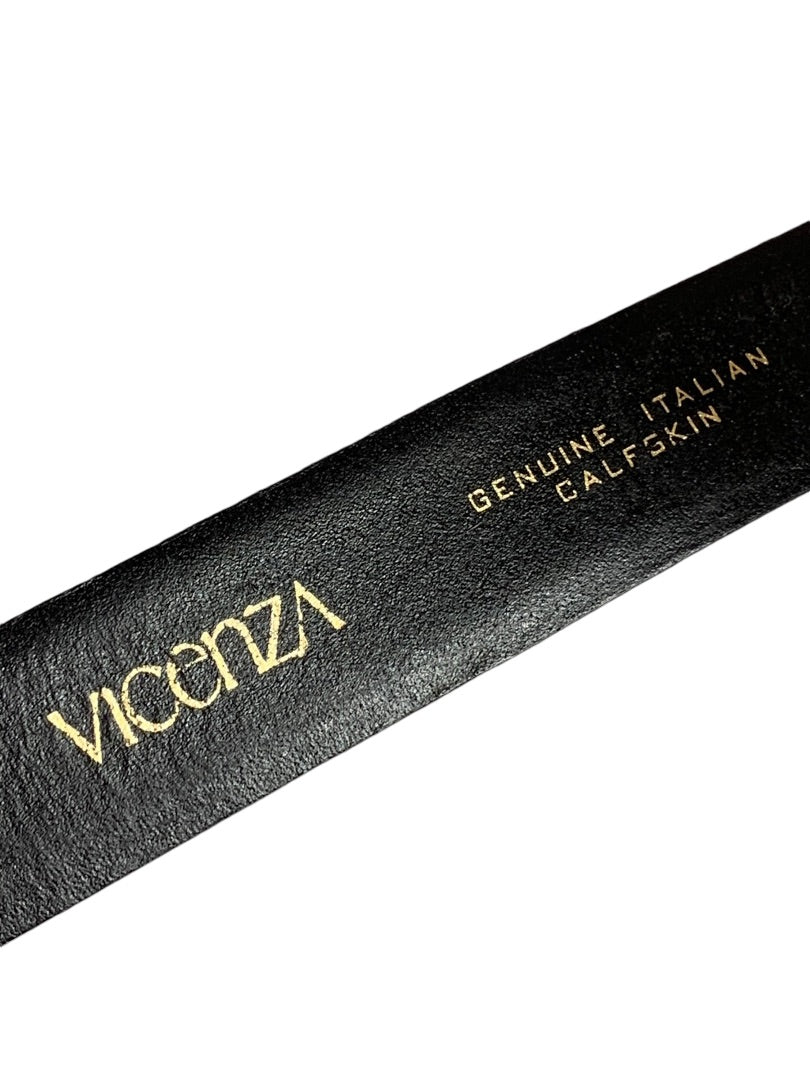 Size 28 Vicenza Black Leather Belt 415 Italian Calfskin Womens Buckle 1179