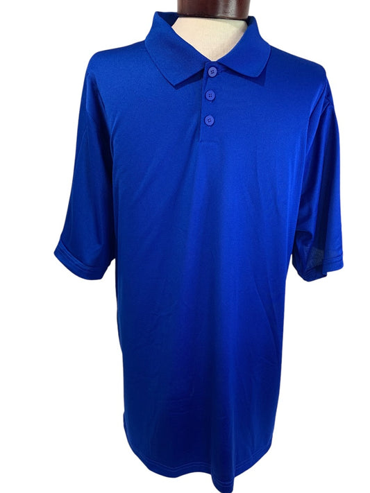 Large  Adidas Golf Mens New Royal Blue Polo Shirt ClimaLite Striped Cuff P77778