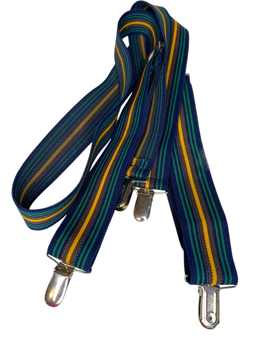 Vintage 1970s Mens Striped Adjustable Elastic Suspenders Pelican USA