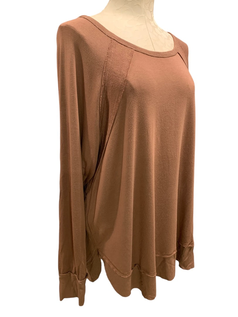 XL Joy Lab Womens Casual Shirt Top Pullover Brown Soft Jersey Knit