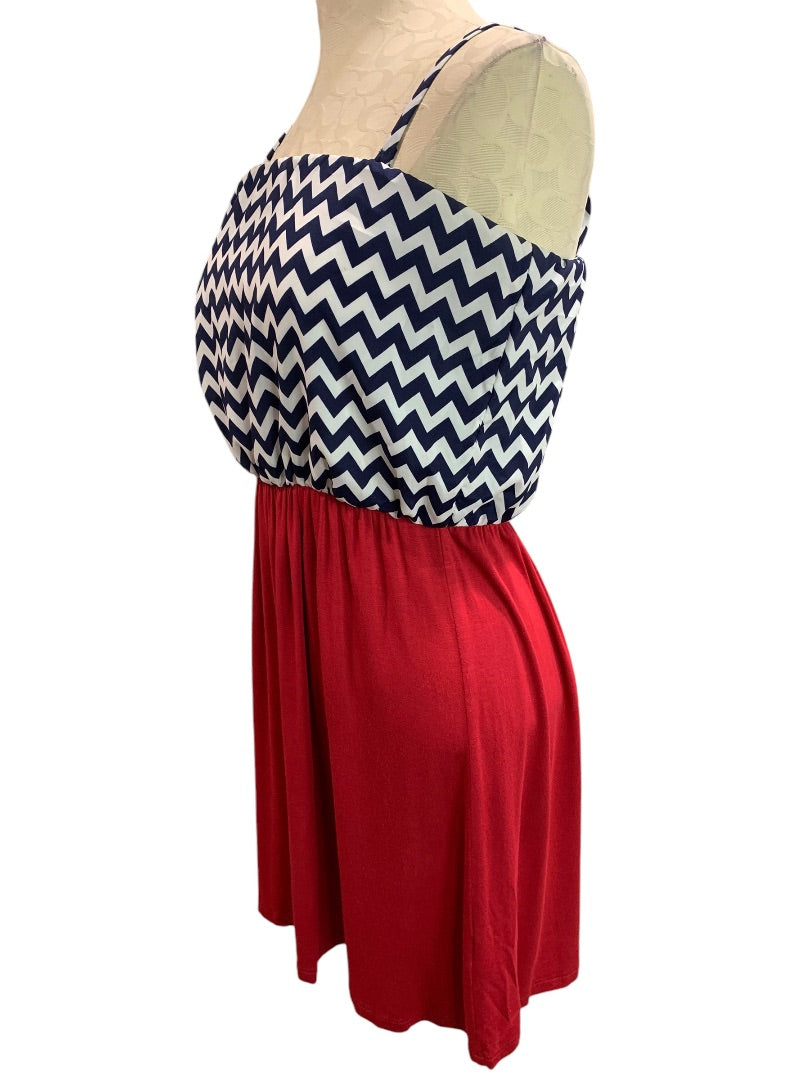 Small Charming Charlie Blocked Dress Convertible Strapless Chevron