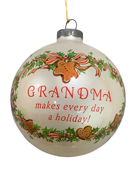 Current Vintage 1990 Grandma Glass Wrap Ornament Ball