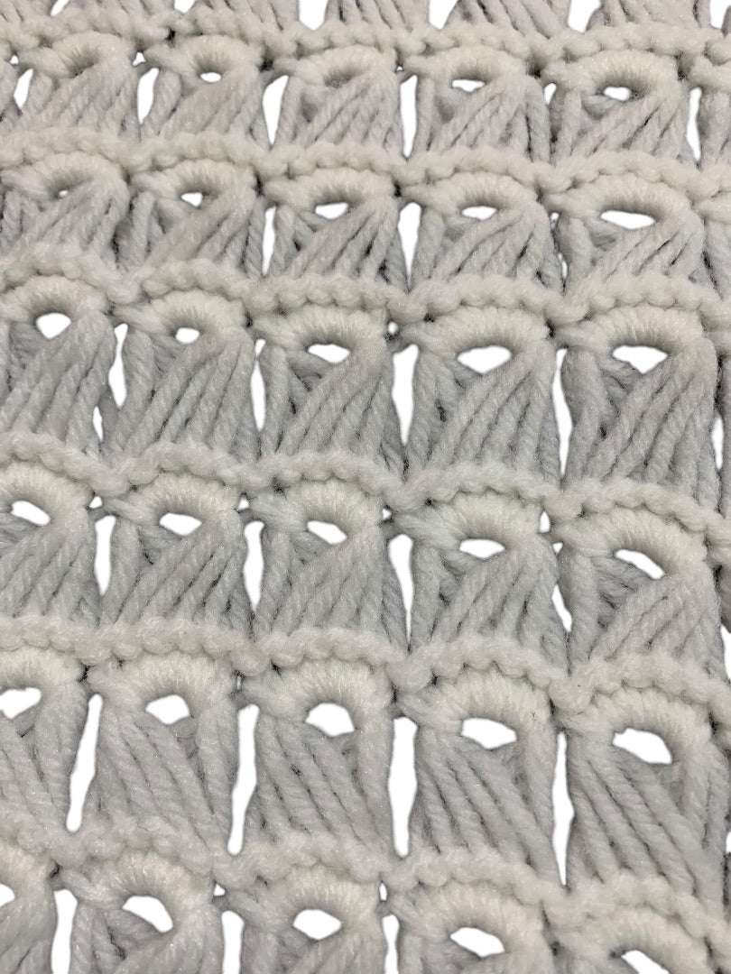 Vintage Crochet Shawl Tassels 18 x 50 Inches White