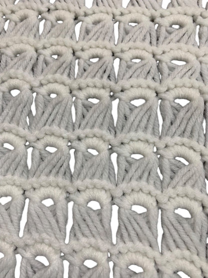 Vintage Crochet Shawl Tassels 18 x 50 Inches White