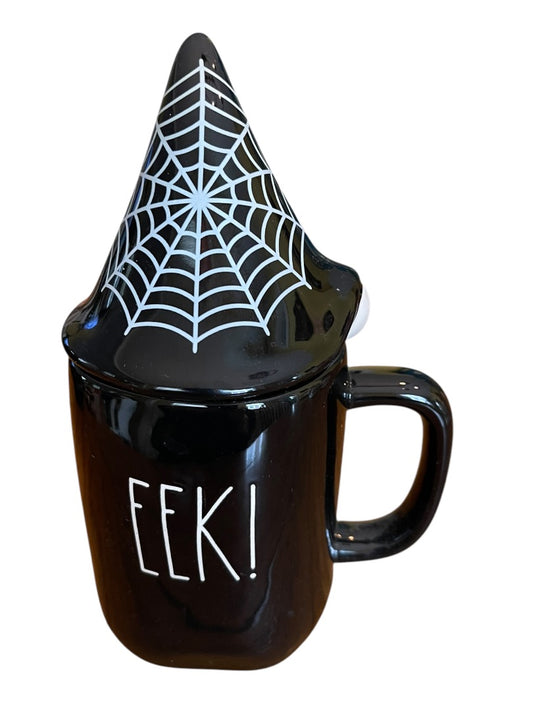 Rae Dunn by Magenta Black EEK! Halloween Gnome 24 oz Mug  Lid