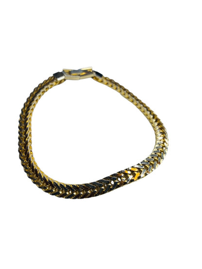 Vintage Goldtone Bracelet Foldover Clasp Lays Flat 7.25 Inch