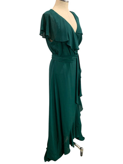 2XL Shein Curve Womens Emerald Green Chiffon Maxi Wrap Dress