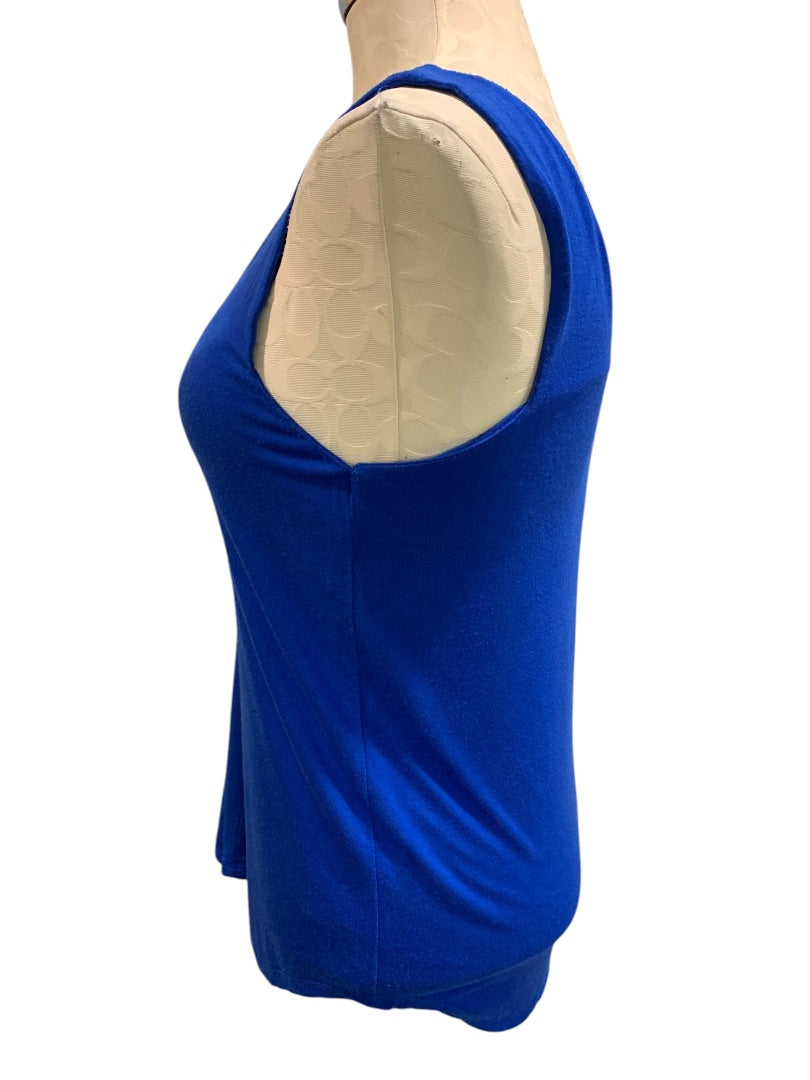 XS Bordeaux Womens V-Neck Tank Sleeveless Royal Blue Soft