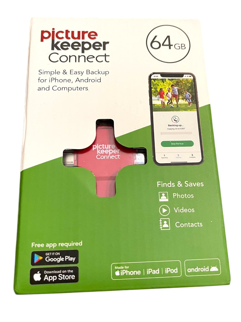 Picture Keeper Connect 64GB Made for IPhone IPad IPod Android Red Sealed New