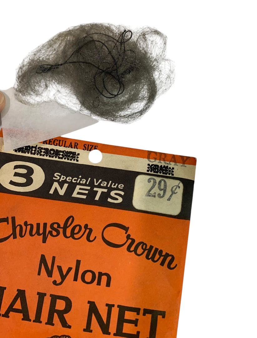 2 Packs Vintage Chrysler Crown Hair Nets Gray Invisible Elastic Hair Net Dupont Nylon