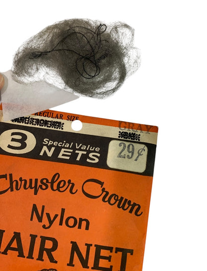 2 Packs Vintage Chrysler Crown Hair Nets Gray Invisible Elastic Hair Net Dupont Nylon