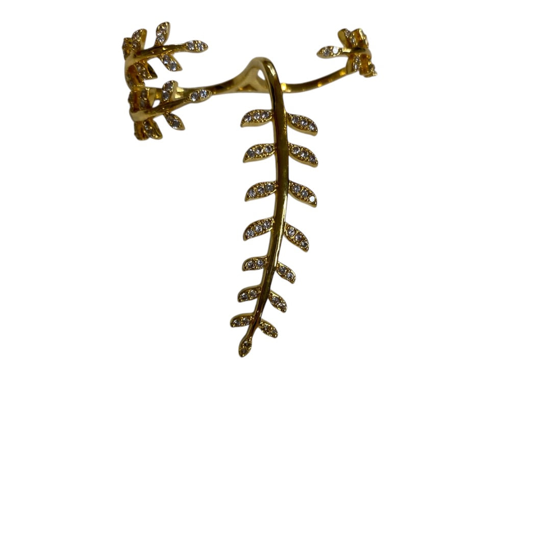 Goldtone Double Ring Adjustable Fern Floral