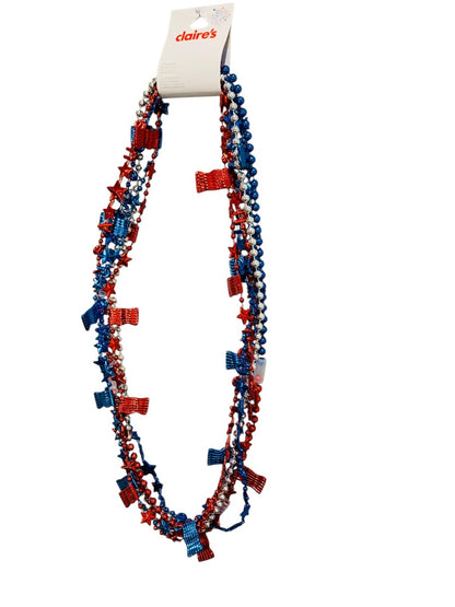 Claires New Set of 6 Overhead Necklaces Patriotic USA Flag Star