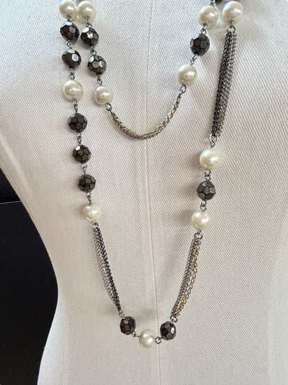 Express Necklace Tiered Mixed Metals  29 Inch 4.5 Inch Drop Lobster Clasp