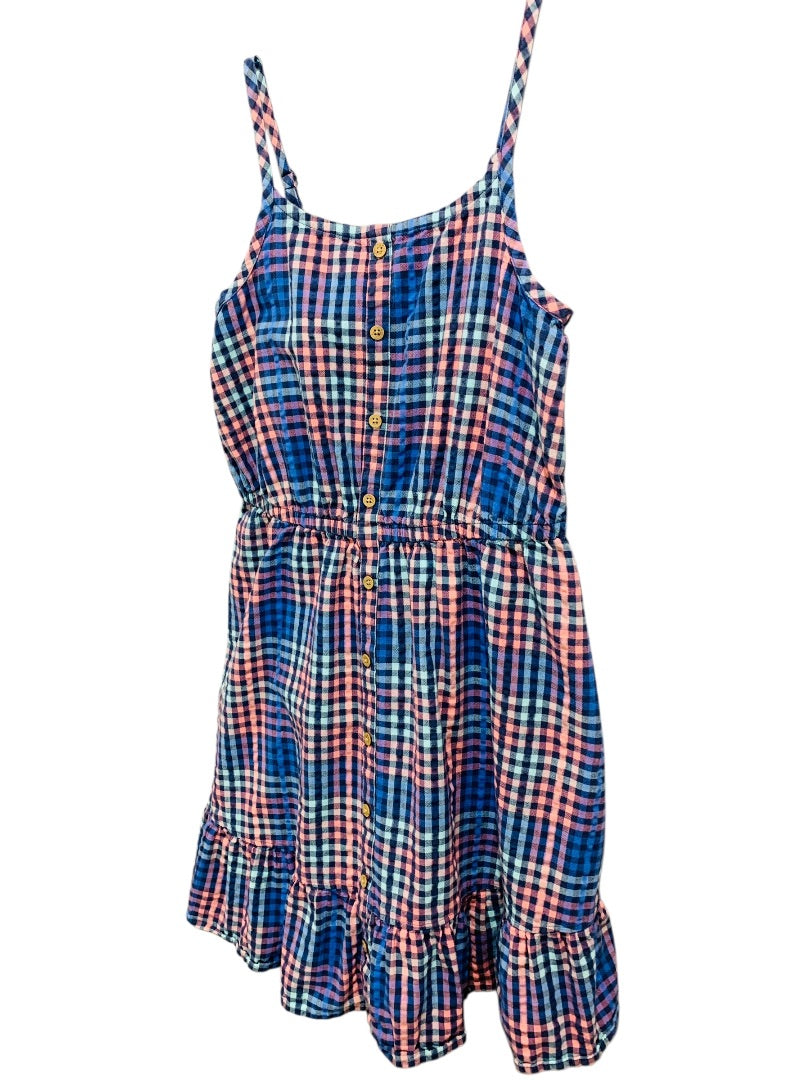 Large (10/12) So Girls Checked Sudress Blue Pink Ruffle Hem