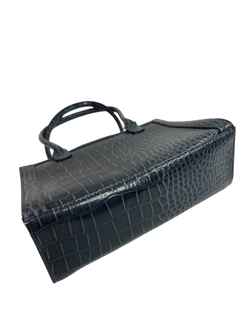 Liz Claiborne Gray Vegan Leather Croc Embossed Tote Handbag Faux Leather