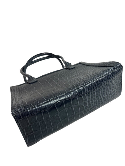 Liz Claiborne Gray Vegan Leather Croc Embossed Tote Handbag Faux Leather