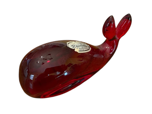 Vintage Rainbow Hand Blown Glass Whale Red Huntington West Virginia Sticker