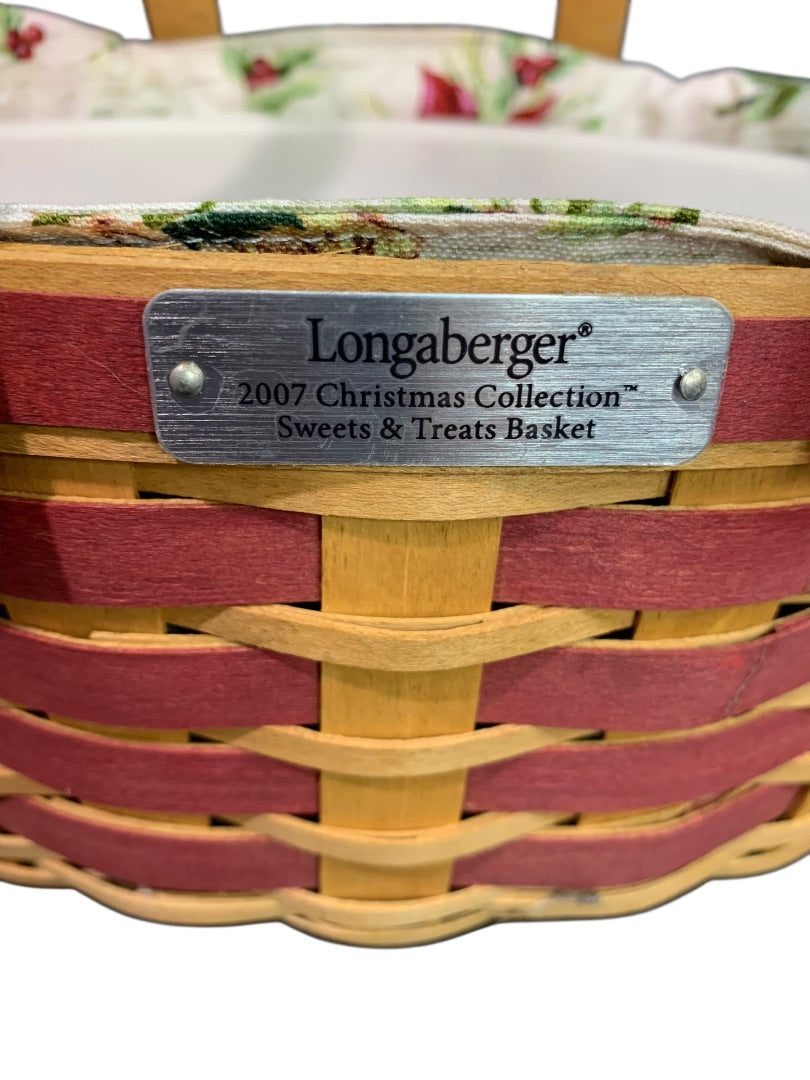 Longaberger 2007 Christmas Collection Sweets & Treats Basket and Liner