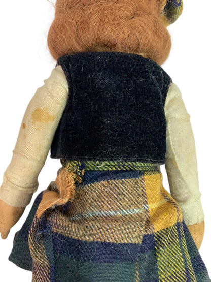 Vintage Chad Valley Cloth Doll 12 Inch Scottish Girl Made in England