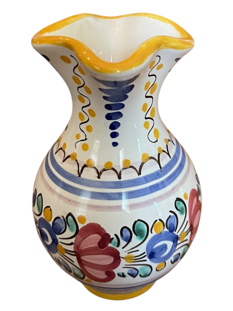 Modra Slov Ludova Majolika Handpainted Small 4" Floral Bud Vase C-104-02