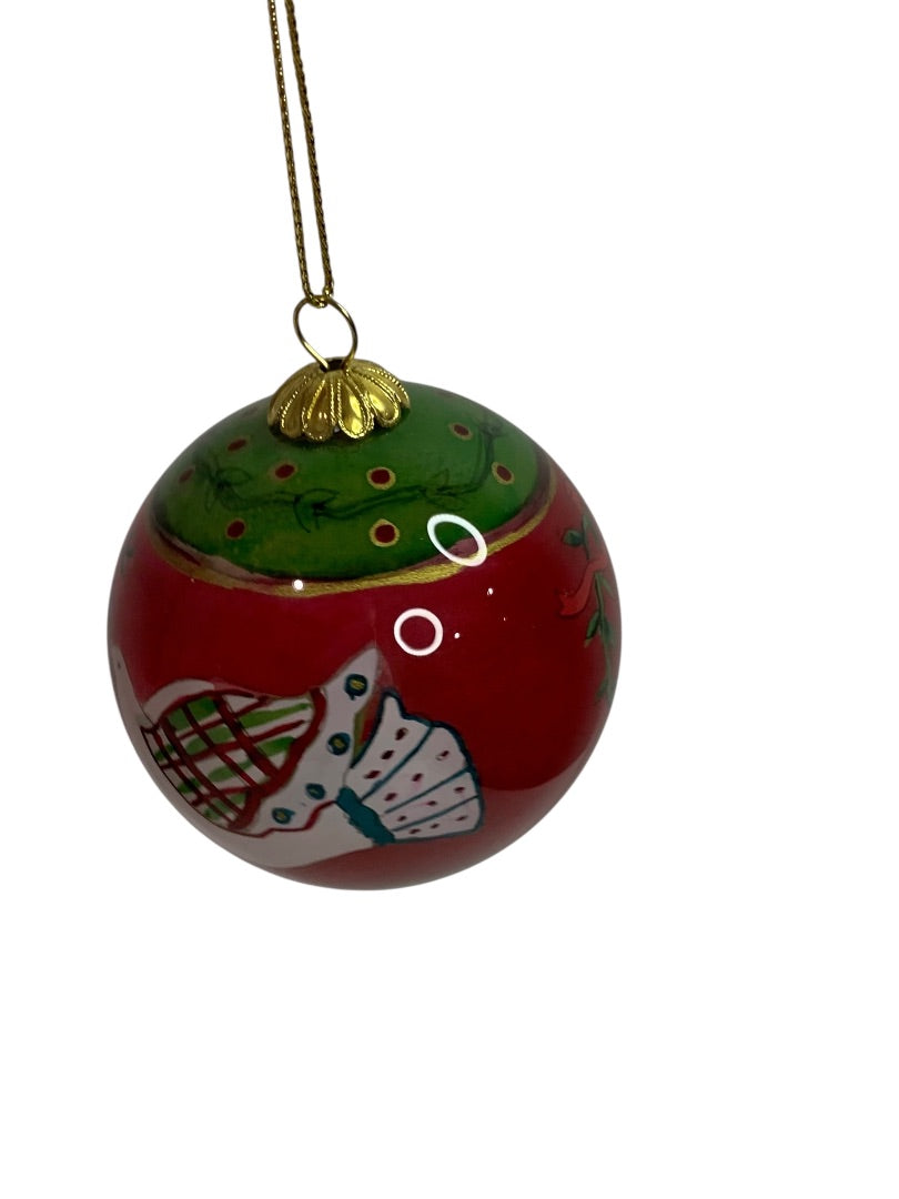 2004 Glass Painted Christmas Dove Ornament in Box 2.5"