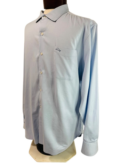 XL Tommy Bahama Mens Button Up Silk Blend Dress Shirt Light Blue