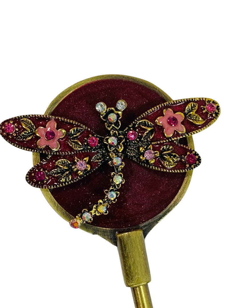 Goldtone Dragonfly Purse Cane Table Hook Embellished Sparkle