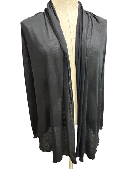 Medium BCBG Max Azria Black Lightweight Knit Open Cardigan Shirt