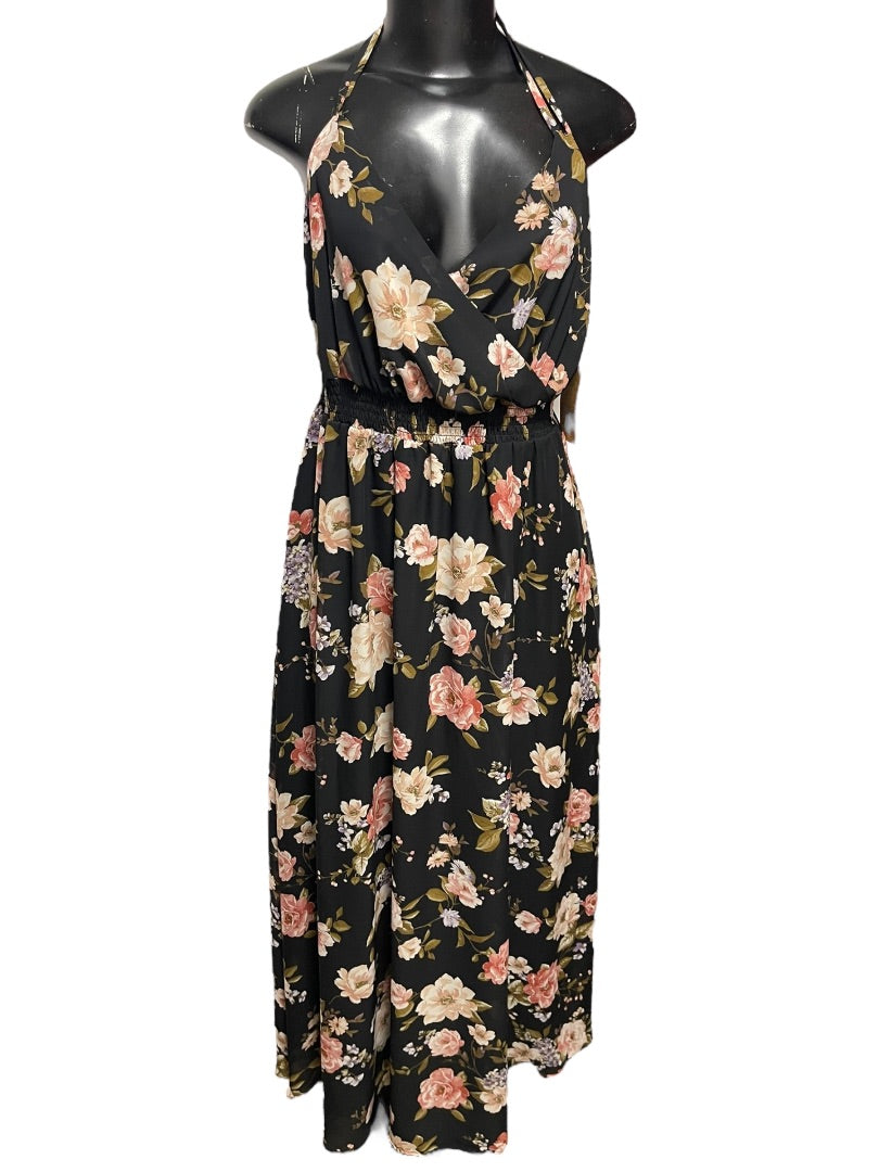 1X Just Found Floral Spaghetti Strap Lined Maxi Dress New