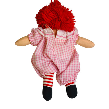 1996 Hasbro Raggedy Ann Rag Doll Pink Gingham Romper 12 Inch