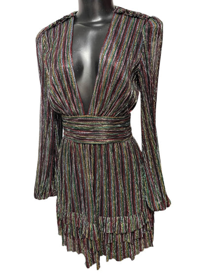 2 Rebecca Vallance Women's Black Metallic Ronnie Cutout Mini Dress