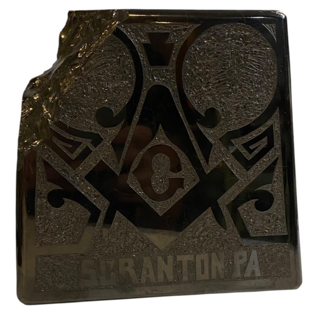 Vintage Scranton PA Masonic Tabletop Anthracite Coal Shelf Sitter 6.5"d x 6.25" Award