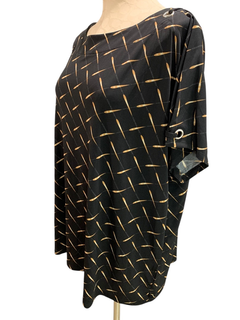 2X Notations Womens Pullover Shirt Split Sleeve Rivets