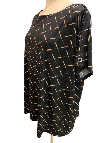 2X Notations Womens Pullover Shirt Split Sleeve Rivets