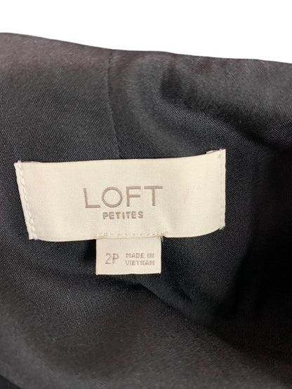 Size 2P Loft Petites Womens Black Blazer Suit  Jacket Linen Blend