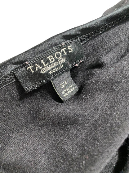 3X Talbots Woman Black Long Sleeve Shirt V-Neck Super Soft
