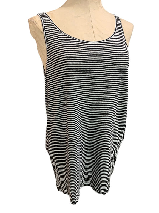 Large Eileen Fisher Womens Scoop Neck Tank Top Black White Stripe