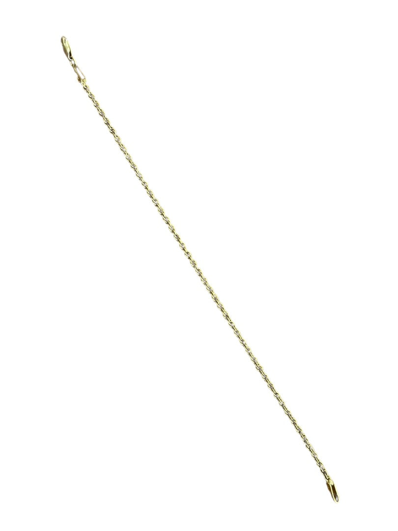 7" Gold Plated Rope Chain Bracelet Stamped 925