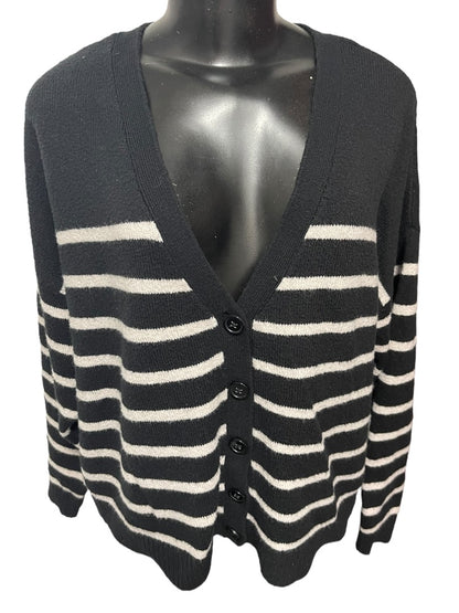 18/20 Lane Bryant Long Sleeve Button Down Striped Cardigan Black & White