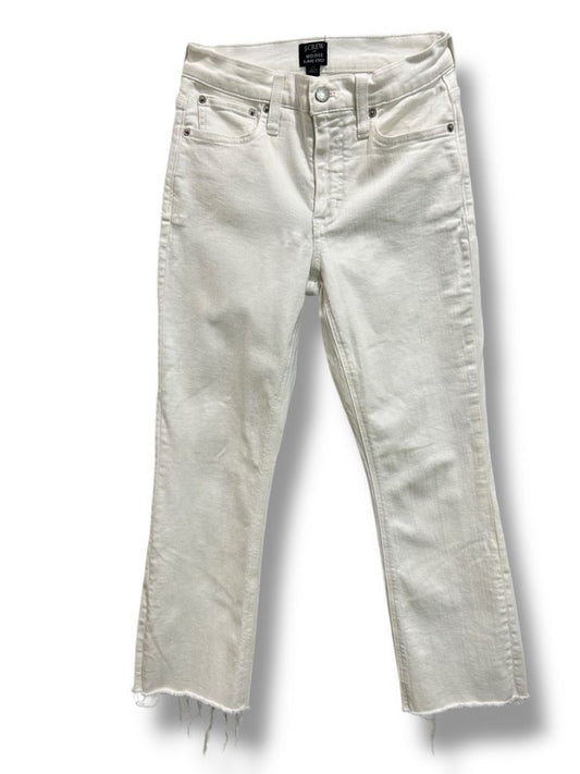 Size 25 J.Crew Mid-Rise Flare Crop Womens White Jeans Raw Hem
